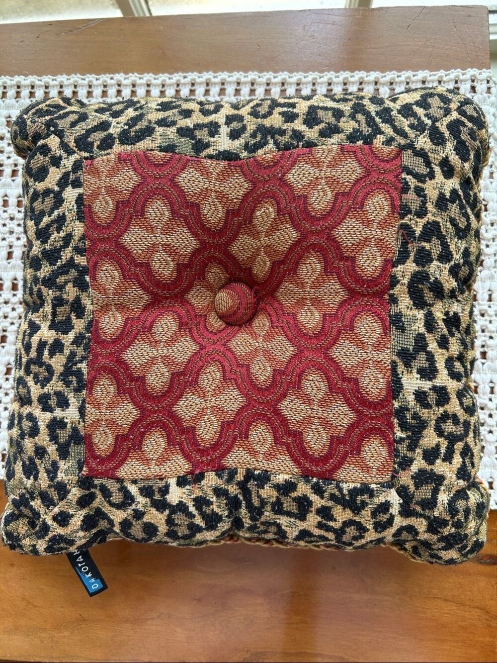 Leopard Woven Accent Pillow 2 Side Burgundy Red Regal Throw Pillow (1)